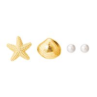 1 Set Simple Style Classic Style Starfish Inlay Zinc Alloy Pearl Ear Studs main image 6