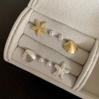 1 Set Simple Style Classic Style Starfish Inlay Zinc Alloy Pearl Ear Studs main image 4