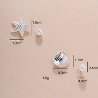 1 Set Simple Style Classic Style Starfish Inlay Zinc Alloy Pearl Ear Studs main image 8
