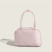Women's Medium Satin Solid Color Basic Classic Style Zipper Handbag sku image 1