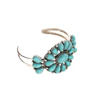 Wholesale Jewelry Hip-Hop Retro Cool Style Flower Alloy Turquoise Inlay Bangle main image 4