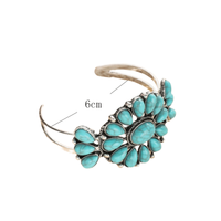 Wholesale Jewelry Hip-Hop Retro Cool Style Flower Alloy Turquoise Inlay Bangle main image 5