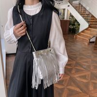 Women's Pu Leather Solid Color Streetwear Sewing Thread Zipper Shoulder Bag sku image 1