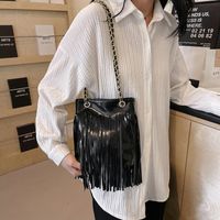 Women's Pu Leather Solid Color Streetwear Sewing Thread Zipper Shoulder Bag sku image 3