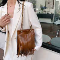 Women's Pu Leather Solid Color Streetwear Sewing Thread Zipper Shoulder Bag sku image 2