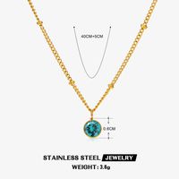 316 Stainless Steel  18K Gold Plated Simple Style Classic Style Plating Inlay Solid Color Artificial Rhinestones Pendant Necklace sku image 12