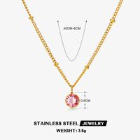 316 Stainless Steel  18K Gold Plated Simple Style Classic Style Plating Inlay Solid Color Artificial Rhinestones Pendant Necklace sku image 10
