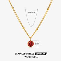 316 Stainless Steel  18K Gold Plated Simple Style Classic Style Plating Inlay Solid Color Artificial Rhinestones Pendant Necklace sku image 7