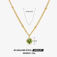 316 Stainless Steel  18K Gold Plated Simple Style Classic Style Plating Inlay Solid Color Artificial Rhinestones Pendant Necklace sku image 8