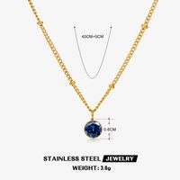 316 Stainless Steel  18K Gold Plated Simple Style Classic Style Plating Inlay Solid Color Artificial Rhinestones Pendant Necklace sku image 9