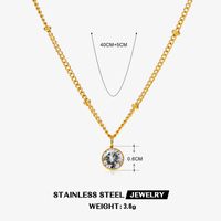 316 Stainless Steel  18K Gold Plated Simple Style Classic Style Plating Inlay Solid Color Artificial Rhinestones Pendant Necklace sku image 4