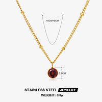 316 Stainless Steel  18K Gold Plated Simple Style Classic Style Plating Inlay Solid Color Artificial Rhinestones Pendant Necklace sku image 2