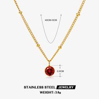 316 Stainless Steel  18K Gold Plated Simple Style Classic Style Plating Inlay Solid Color Artificial Rhinestones Pendant Necklace sku image 1