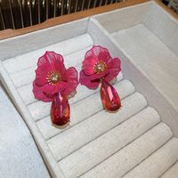 1 Pair Exaggerated Flower Inlay Copper Rhinestones Drop Earrings sku image 2