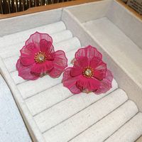 1 Pair Exaggerated Flower Inlay Copper Rhinestones Drop Earrings main image 2