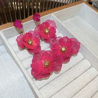 1 Pair Exaggerated Flower Inlay Copper Rhinestones Drop Earrings main image 4
