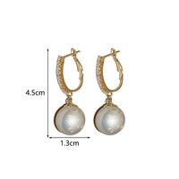 1 Pair Elegant Round Inlay Copper Pearl Zircon Drop Earrings main image 3