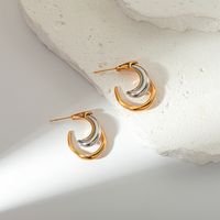 1 Pair Simple Style Classic Style Moon Plating 304 Stainless Steel 14K Gold Plated Ear Studs main image 4