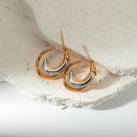 1 Pair Simple Style Classic Style Moon Plating 304 Stainless Steel 14K Gold Plated Ear Studs main image 3