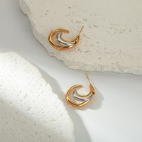 1 Pair Simple Style Classic Style Moon Plating 304 Stainless Steel 14K Gold Plated Ear Studs main image 1