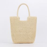 Women's Large Polyester Cotton Straw Solid Color Elegant Classic Style Zipper Straw Bag main image 1