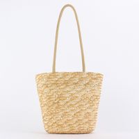 Women's Medium Straw Solid Color Elegant Beach Zipper Straw Bag sku image 1