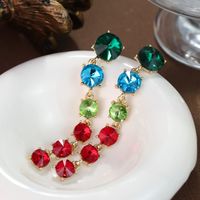 1 Pair Simple Style Shiny Round Inlay Alloy Zircon Drop Earrings sku image 1