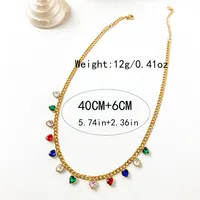 304 Stainless Steel Gold Plated Sweet Shiny Hollow Out Inlay Star Moon Heart Shape Zircon Pendant Necklace main image 2