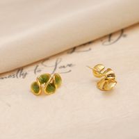 1 Pair Simple Style Waves Enamel Plating Copper 16K Gold Plated Ear Studs main image 2