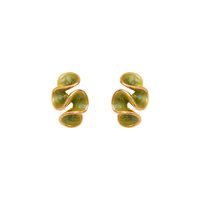 1 Pair Simple Style Waves Enamel Plating Copper 16K Gold Plated Ear Studs main image 3
