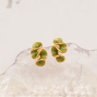 1 Pair Simple Style Waves Enamel Plating Copper 16K Gold Plated Ear Studs main image 1