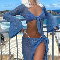 Outdoor Beach Women's Sexy Solid Color Knit Skirt Sets Skirt Sets main image 1