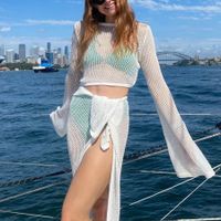 Outdoor Beach Women's Sexy Solid Color Knit Skirt Sets Skirt Sets main image 3