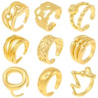 Copper Gold Plated Simple Style Classic Style Plating Solid Color Rings main image 1