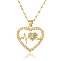 Wholesale Elegant Heart Shape Copper Inlay Zircon Pendant Necklace sku image 11