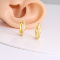 1 Par Elegante Hip Hop Forma De U Enchapado Embutido Cobre Circón Chapados en oro de 18k Aretes main image 4