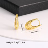 1 Par Elegante Hip Hop Forma De U Enchapado Embutido Cobre Circón Chapados en oro de 18k Aretes main image 9