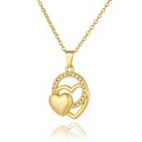 Wholesale Elegant Heart Shape Copper Inlay Zircon Pendant Necklace sku image 1