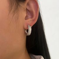 1 Pair Japanese Style C Shape Star Inlay 304 Stainless Steel Rhinestones 18K Gold Plated Ear Studs main image 6