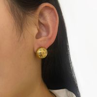 1 Pair Japanese Style C Shape Star Inlay 304 Stainless Steel Rhinestones 18K Gold Plated Ear Studs sku image 3