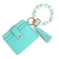 Casual Ethnic Style Sunflower Solid Color Leopard Pu Leather Beaded Tassel Keychain sku image 1