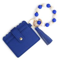 Casual Ethnic Style Sunflower Solid Color Leopard Pu Leather Beaded Tassel Keychain sku image 6