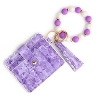 Casual Ethnic Style Sunflower Solid Color Leopard Pu Leather Beaded Tassel Keychain sku image 9