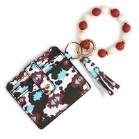 Casual Ethnic Style Sunflower Solid Color Leopard Pu Leather Beaded Tassel Keychain sku image 10
