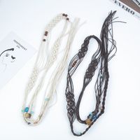 Retro Ethnic Style Solid Color Cord Beaded Knitting Women's Leather Belts main image 3