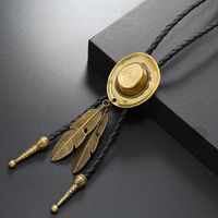 Retro Hat Feather Pu Leather Alloy Unisex Bolo Tie Necklaces main image 5