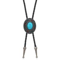 Retro Geometric Pu Leather Alloy Turquoise Enamel Unisex Bolo Tie Necklaces sku image 3