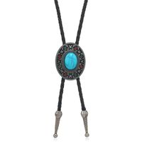 Retro Geometrisch Pu-Leder Legierung Türkis Emaille Unisex Bolo-Krawatten-Halsketten sku image 3