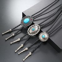 Rétro Géométrique Faux Cuir Alliage Turquoise Émail Unisexe Colliers Bolo Cravate main image 1