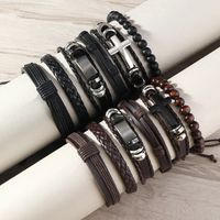 Retro Cross Pu Leather Wooden Beads Handmade Unisex Bracelets main image 7